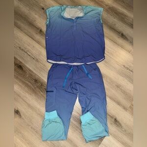 FIGS - BLUE Ombré  Scrub Top and Pant Set XS Top, Small Pant